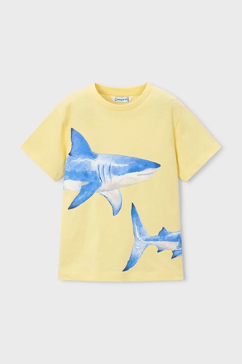 Mayoral t-shirt bawełniany dziecięcy kolor żółty z nadrukiem 3080