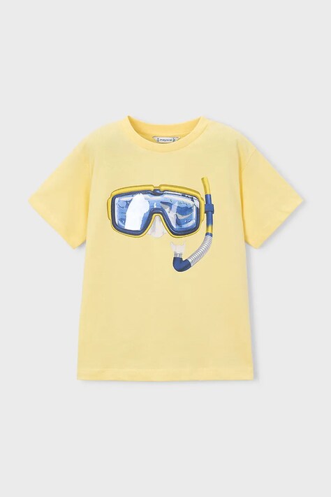 Mayoral t-shirt bawełniany dziecięcy kolor żółty z nadrukiem 3081