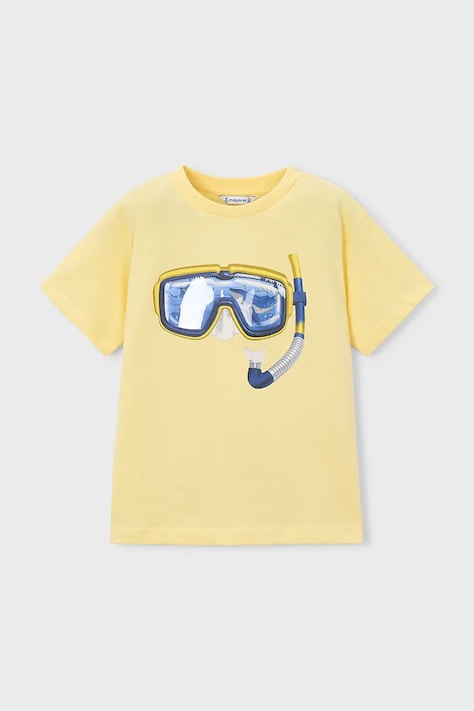 Mayoral t-shirt bawełniany dziecięcy kolor żółty z nadrukiem 3081