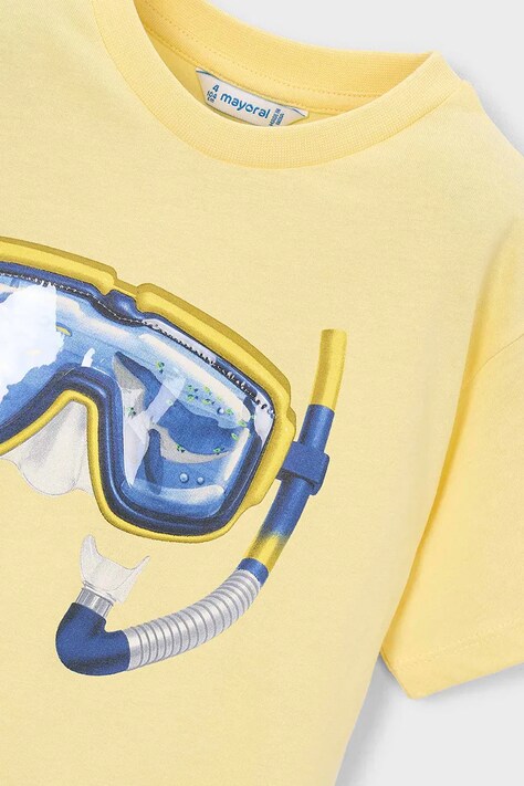 Mayoral t-shirt bawełniany dziecięcy kolor żółty z nadrukiem 3081