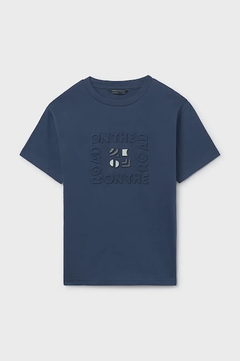 Mayoral t-shirt bawełniany dziecięcy kolor granatowy z nadrukiem 6031