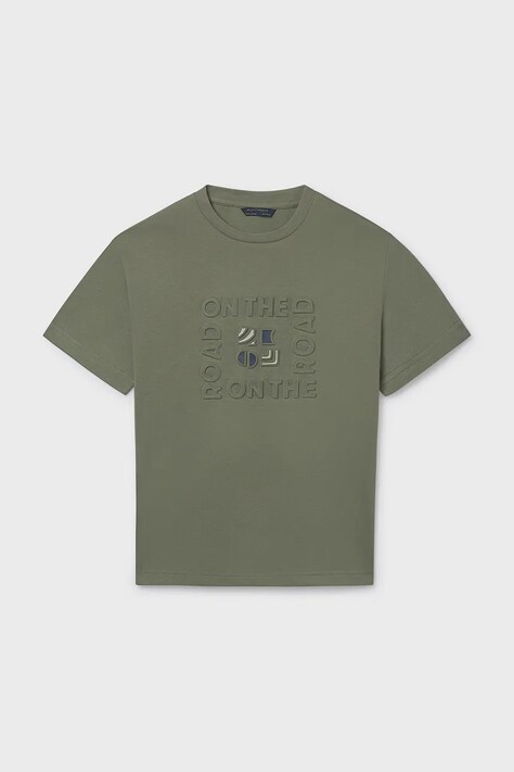 Mayoral t-shirt bawełniany dziecięcy kolor zielony z nadrukiem 6031