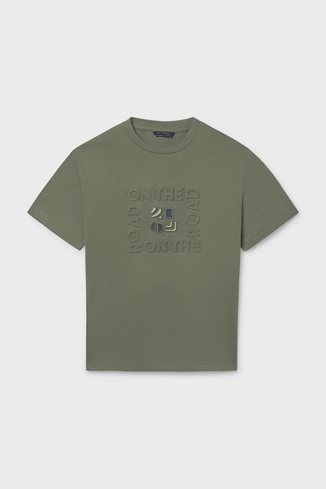 Mayoral t-shirt bawełniany dziecięcy kolor zielony z nadrukiem 6031
