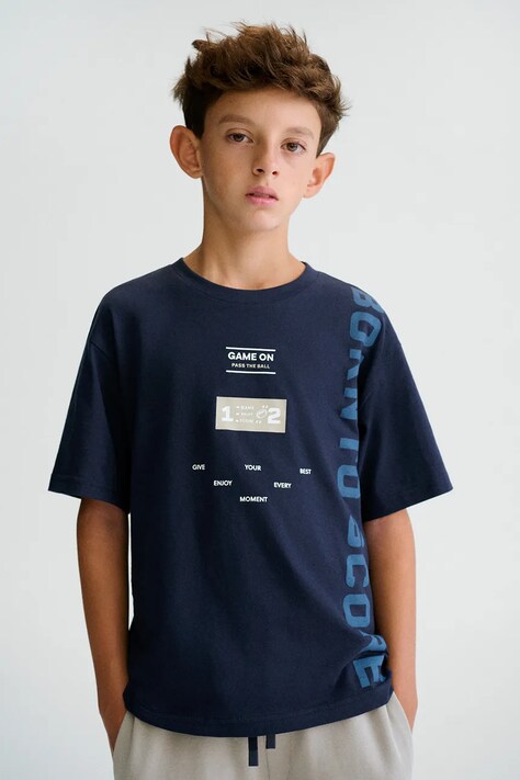 Παιδικό βαμβακερό μπλουζάκι Mayoral χρώμα: ναυτικό μπλε, 6034