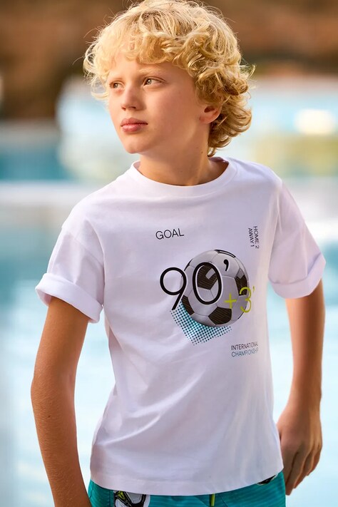 Mayoral t-shirt bawełniany dziecięcy kolor biały z nadrukiem 6036