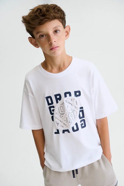 Mayoral t-shirt bawełniany dziecięcy kolor biały z nadrukiem 6037