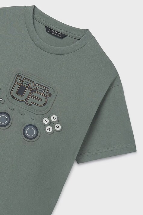 Mayoral t-shirt bawełniany dziecięcy kolor zielony z nadrukiem 6037