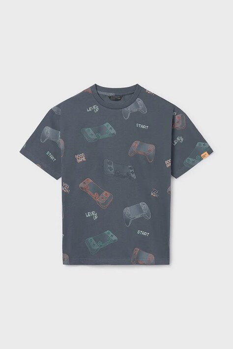 Mayoral t-shirt bawełniany dziecięcy kolor szary z nadrukiem 6038