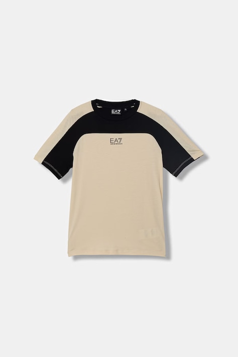 EA7 Emporio Armani T-shirt dziecięcy bawełniany beżowy 7B000307 AF10375