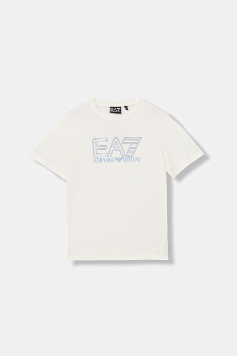 EA7 Emporio Armani t-shirt bawełniany dziecięcy kolor beżowy z nadrukiem 7B000295 AF10375