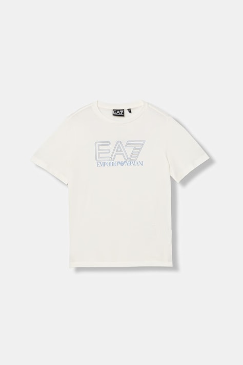 EA7 Emporio Armani t-shirt bawełniany dziecięcy kolor beżowy z nadrukiem 7B000295 AF10375