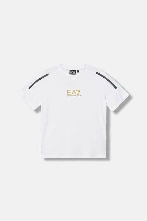 EA7 Emporio Armani T-shirt dziecięcy bawełniany z elastanem biały 7B000268 AF10373