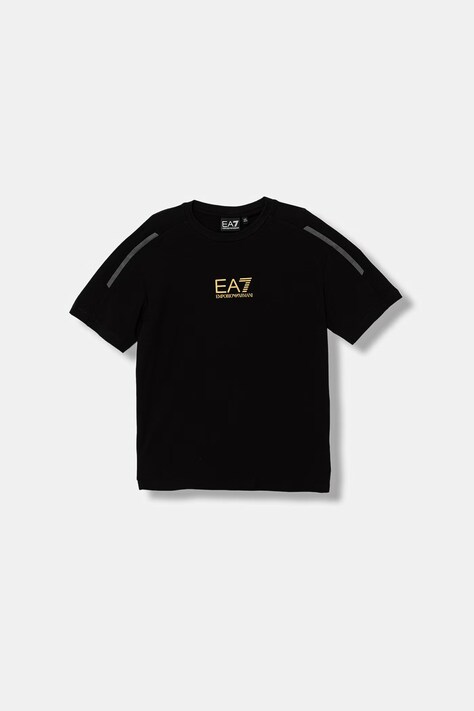 EA7 Emporio Armani T-shirt dziecięcy bawełniany z elastanem czarny 7B000268 AF10373