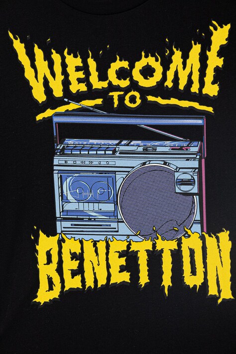 United Colors of Benetton t-shirt dziecięcy bawełniany czarny 3BL0C10R0