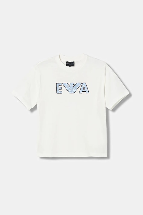 Emporio Armani t-shirt bawełniany dziecięcy kolor biały z nadrukiem EB000948 AF14503