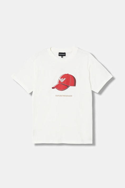 Emporio Armani t-shirt bawełniany dziecięcy kolor biały z nadrukiem EB001344 AF14503