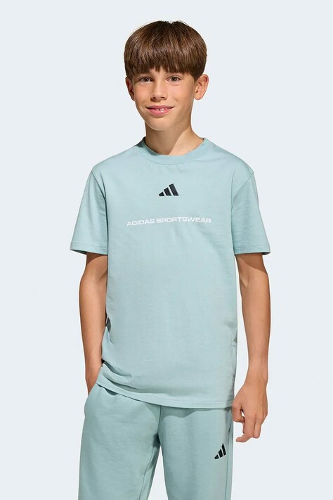 adidas majica za djecu od pamuka tirkizna KG5190