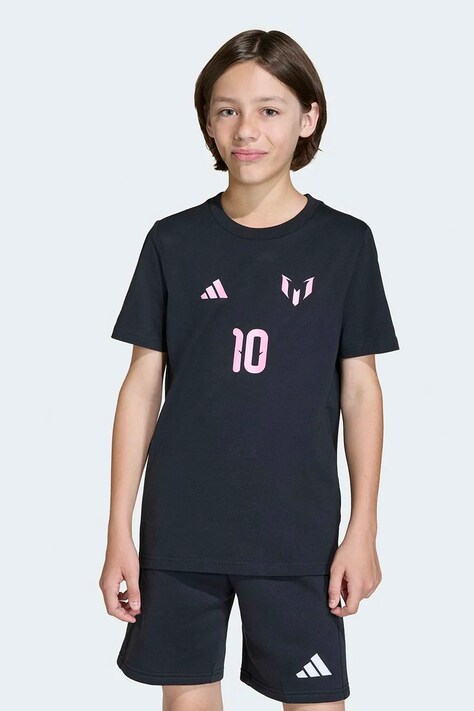 adidas Performance t-shirt bawełniany dziecięcy MESSI kolor czarny z nadrukiem KG4924