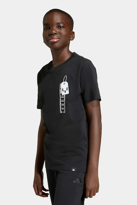 adidas Performance gyerek pamut póló MESSI fekete, nyomott mintás, KB9476