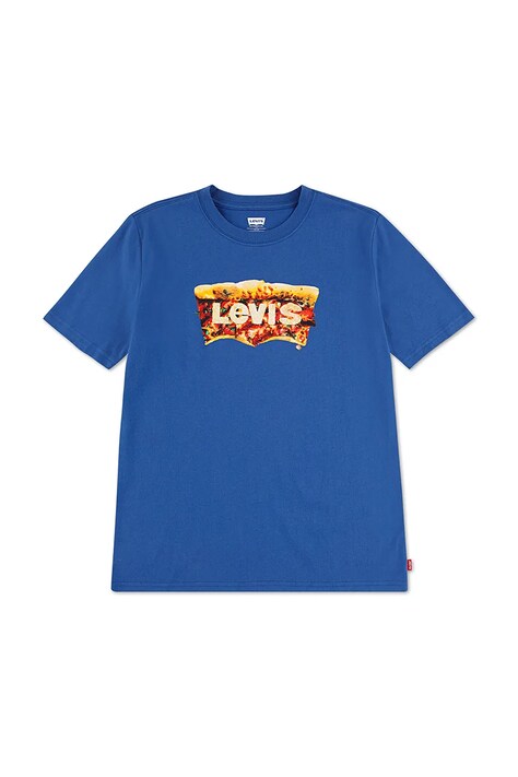 Levi's t-shirt dziecięcy BATWING SLICE TEE kolor niebieski z nadrukiem 9ER094