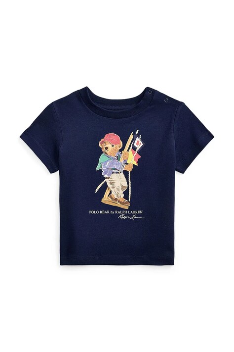 Polo Ralph Lauren t-shirt bawełniany niemowlęcy kolor granatowy z nadrukiem 320A12428001
