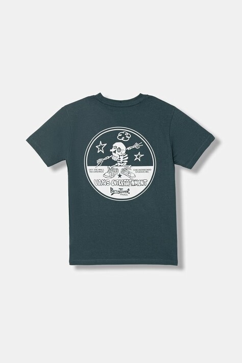 Vans t-shirt bawełniany dziecięcy kolor turkusowy z nadrukiem VN000TNYFRJ1