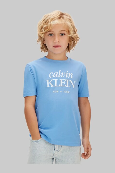 Calvin Klein Jeans T-shirt dziecięcy bawełniany niebieski LVCKSJA07B