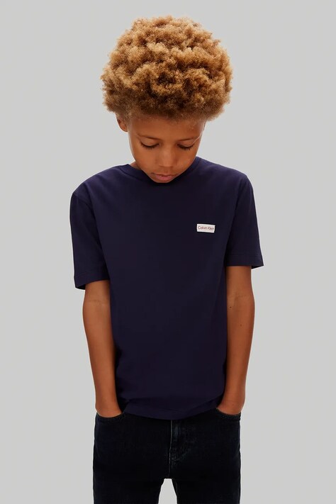 Calvin Klein Jeans T-shirt dziecięcy bawełniany niebieski LVCKSJA08B
