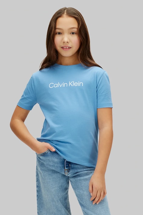 Calvin Klein Jeans T-shirt dziecięcy bawełniany niebieski LV1CKSJA29