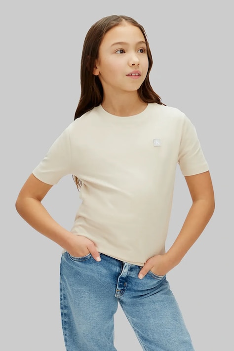 Calvin Klein Jeans kratka majica otroška bombažna bež LV1CKSJA30