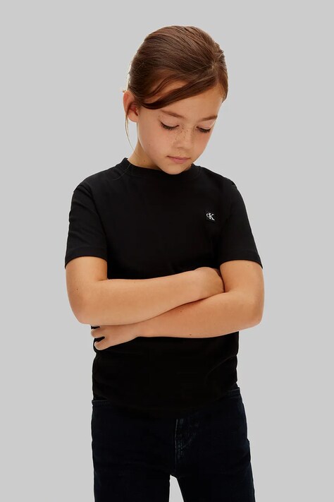 Calvin Klein Jeans T-shirt dziecięcy bawełniany czarny LV1CKSJA30