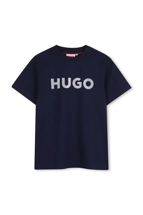 HUGO t-shirt bawełniany dziecięcy kolor granatowy z nadrukiem G01016