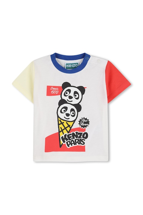 Detské bavlnené tričko Kenzo Kids biela farba, s potlačou, K61717