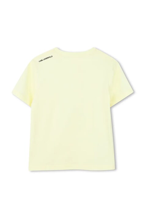 Karl Lagerfeld t-shirt bawełniany dziecięcy kolor żółty z nadrukiem Z31094