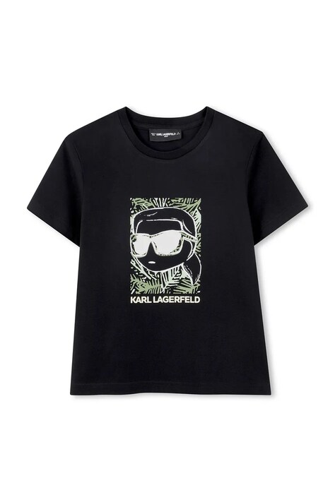 Karl Lagerfeld t-shirt bawełniany dziecięcy kolor czarny z nadrukiem Z31094