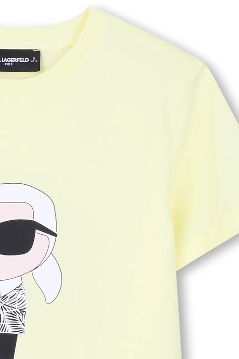 Karl Lagerfeld t-shirt bawełniany dziecięcy kolor żółty z nadrukiem Z31094