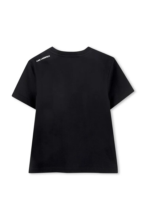 Karl Lagerfeld t-shirt bawełniany dziecięcy kolor czarny z nadrukiem Z31094
