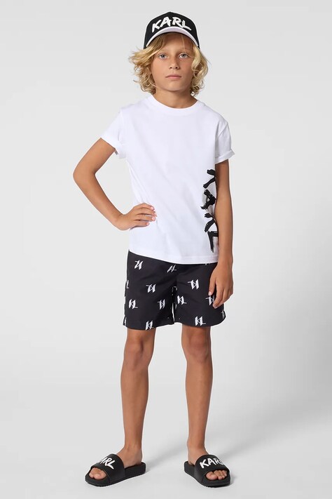 Karl Lagerfeld t-shirt bawełniany dziecięcy kolor biały z nadrukiem Z31095