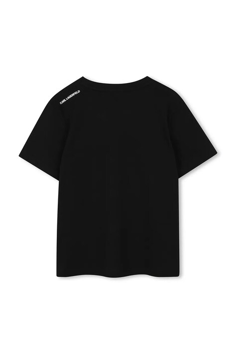 Karl Lagerfeld t-shirt bawełniany dziecięcy kolor czarny z nadrukiem Z31095