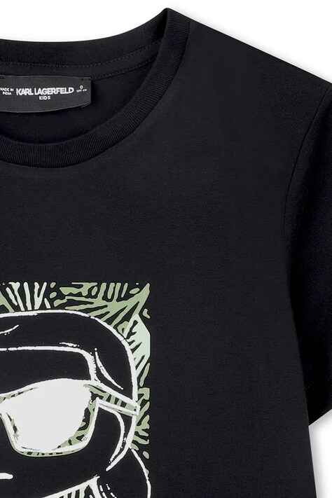 Karl Lagerfeld t-shirt bawełniany dziecięcy kolor czarny z nadrukiem Z31094