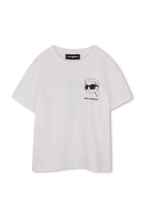 Karl Lagerfeld tricou de bumbac pentru copii culoarea alb, cu imprimeu, Z31103