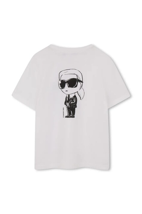 Karl Lagerfeld t-shirt bawełniany dziecięcy kolor biały z nadrukiem Z31103