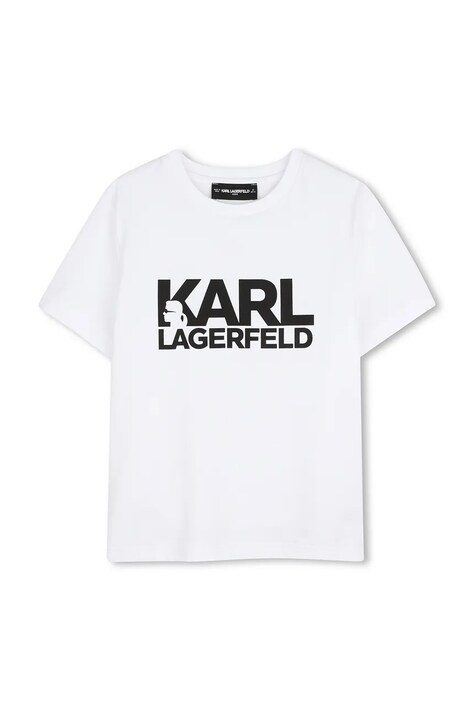 Karl Lagerfeld t-shirt bawełniany dziecięcy kolor biały z nadrukiem Z31098