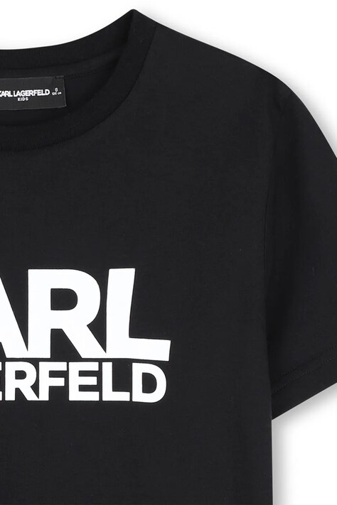 Karl Lagerfeld t-shirt bawełniany dziecięcy kolor czarny z nadrukiem Z31098