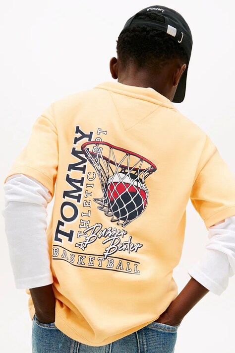 Tommy Hilfiger t-shirt dziecięcy bawełniany pomarańczowy KB0KB10194