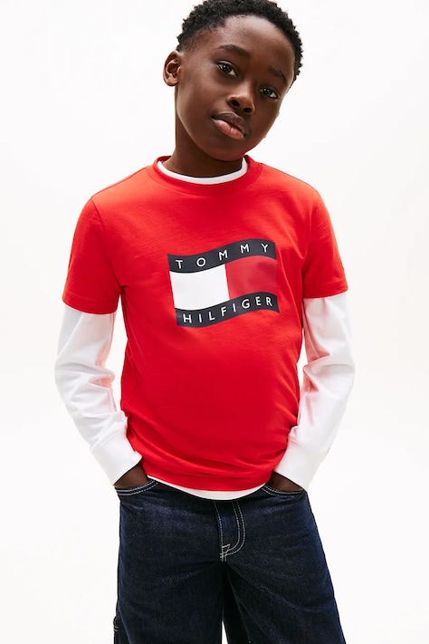 Tommy Hilfiger T-shirt dziecięcy bawełniany czerwony KB0KB10275