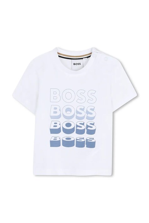 BOSS t-shirt bawełniany niemowlęcy kolor biały z nadrukiem J52889