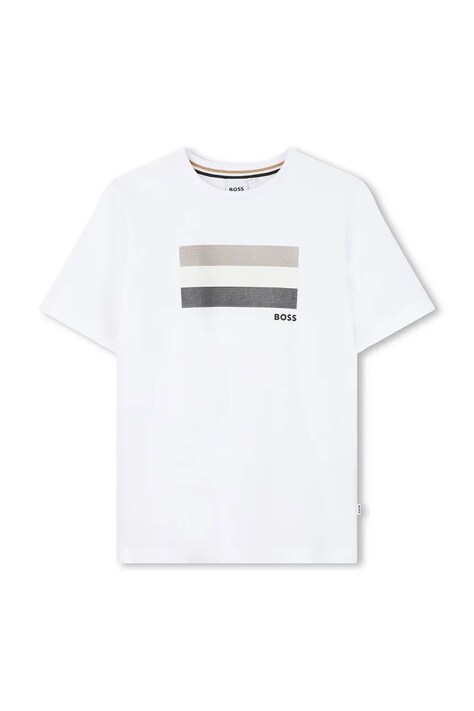 BOSS t-shirt bawełniany dziecięcy kolor biały z nadrukiem J52979