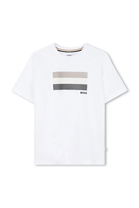 BOSS t-shirt bawełniany dziecięcy kolor biały z nadrukiem J52979