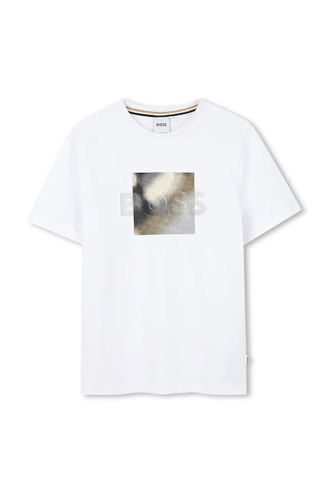 BOSS t-shirt bawełniany dziecięcy kolor biały z nadrukiem J52980
